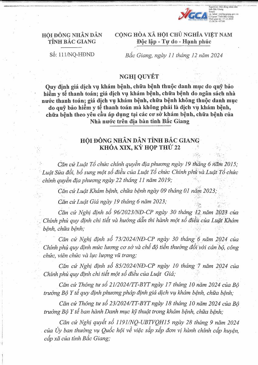 Quy định giá dịch vụ khám chữa bệnh thuộc danh mục do quỹ bảo hiểm y tế thanh toán