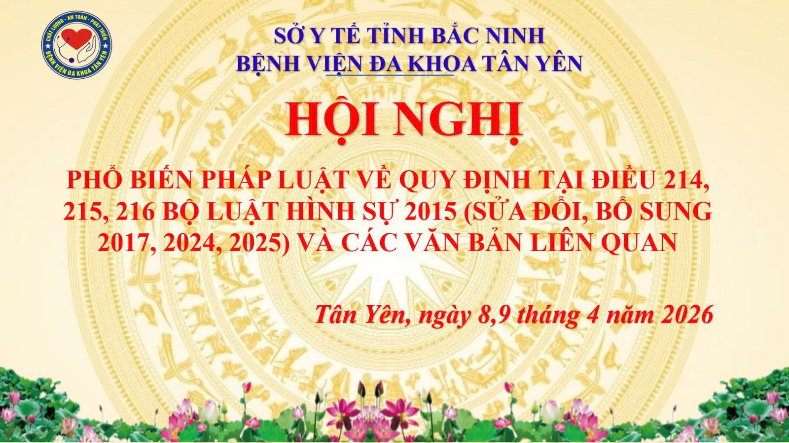 BỆNH VIỆN ĐA KHOA TÂN YÊN TỔ CHỨC PHỔ BIẾN, QUÁN TRIỆT  VĂN BẢN PHÁP LUẬT VÀ CÔNG VĂN SỐ 5659 CỦA BỘ CÔNG AN