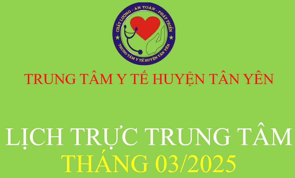 Lịch trực trung tâm Y tế tháng 03